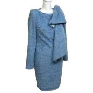 Asos Luxe powder blue sparkle fleece minidress, 8, NWT, bling, evening, holiday